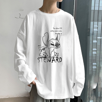 Long sleeve T-shirt male loose 100 hitch summer trend Neyhitch bottom-shirt hip-hop Hip Hop round collar necropolis with wind blouses