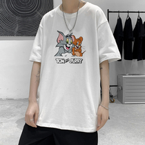 Short Sleeve T-Shirt Male Summer Tide Cards Half Sleeves Ins Port Wind 50% Sleeves Clothes Male Trend Casual Compassionate Loose Blouse