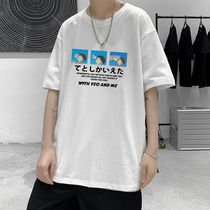 Port Wind short sleeve T-shirt Male loose 100 lap bf Wind half sleeve Compassionate Korean Version Trend Ins 50% Sleeve Mens Blouse Jacket