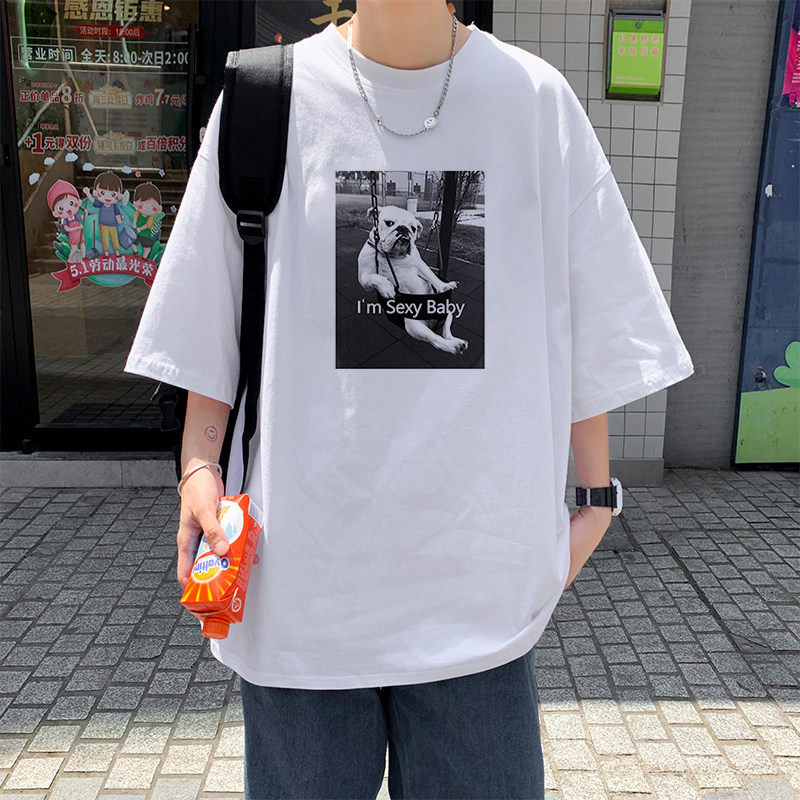 Port Wind t-shirt Male Short sleeves Tide Signs with Relaxed Handsome air blouses with a small crowd design feel 50% and half sleeves Compassionate 