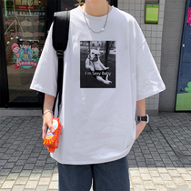 Port Wind t-shirt Male Short sleeves Tide Signs with Relaxed Handsome air blouses with a small crowd design feel 50% and half sleeves Compassionate