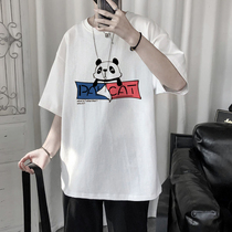 Short Sleeve T-Shirt Male Summer Loose 50% Sleeves Tide 100 Ride port Wind net red blouses Tide Cards Original Juku