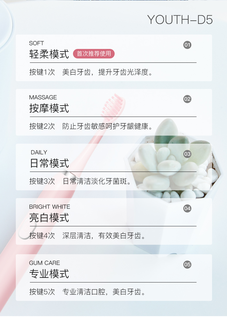 德国 科蒂斯 智能声波电动牙刷 38000/分 IPX7级整机防水 图3
