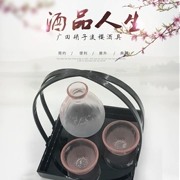 Tại chỗ Hirota Glass Sakura Wine Set Nhật Bản Nhập khẩu Handmade Handmade Glass Clear Sake Cup với Khay - Rượu vang