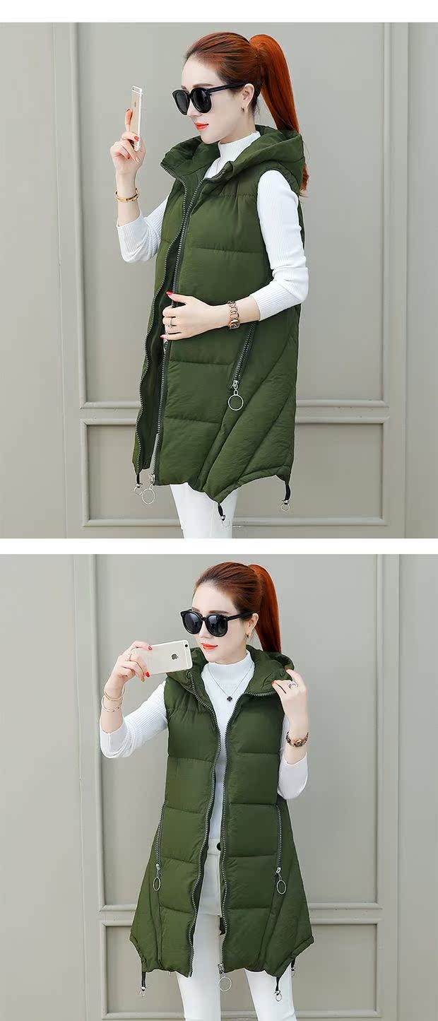 Mùa thu đông 2018 mới xuống áo cotton nữ phần dài Phiên bản Hàn Quốc áo vest mỏng thon gọn cỡ lớn đồ nữ đẹp