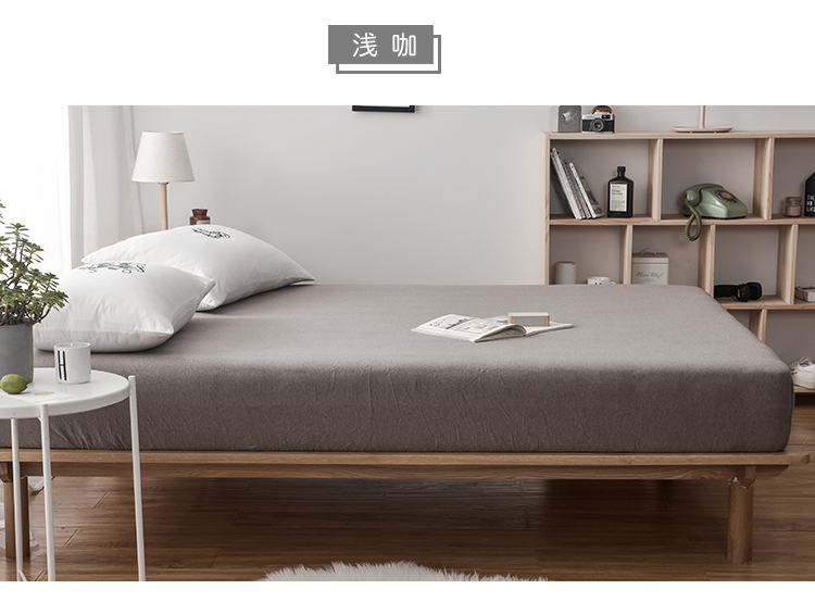 Cotton dệt kim màu đơn sắc 竺 bông đơn ký túc xá giường đôi 1,8 m ga trải giường bông đơn - Trang bị Covers 	ga chun trải giường 2mx2m2	