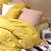 Simple solid color jacquard ladies seersucker cut flowers cotton denim cotton washed cotton quilt cover 1 8 meters sheets