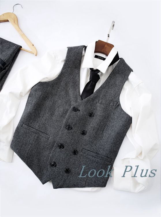 Anh retro xương cá len len tweed Slim TB phù hợp với vest ba mảnh phù hợp với áo dạ nam
