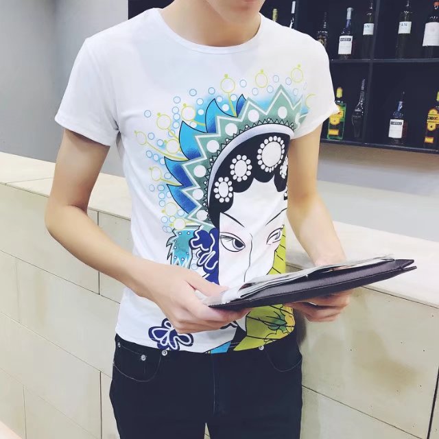 Thiếu niên mùa hè ngắn tay T-Shirt nam giới với mô hình rồng mùa hè junior học sinh trung học đẹp trai nhìn quần áo tốt triều