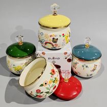Enamel sugar jar with lid salt jar seasoning jar household seasoning jar tea jar restaurant seasoning jar chili oil jar