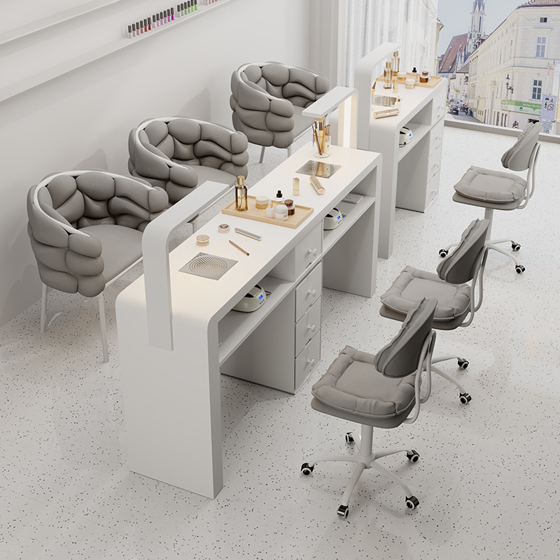 Multifunctional Cream-Style Manicure Table and Chair Set, Special Price, Economical Single/Double Person, Trendy ins Manicure Table with Drawer