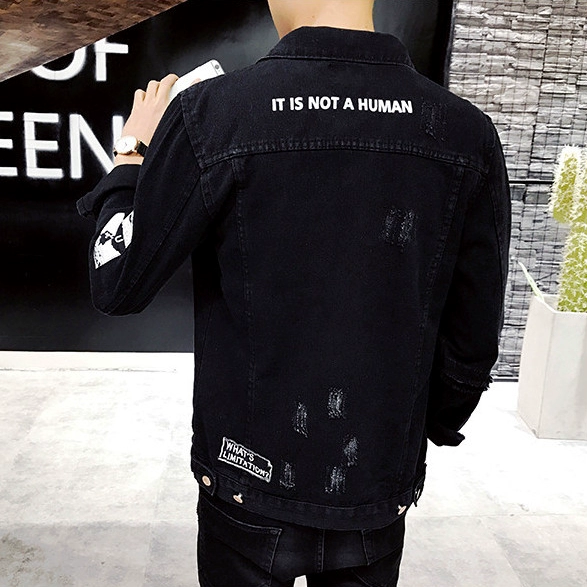 Xuân nam thu đông áo khoác nam phiên bản Hàn Quốc xu hướng áo khoác denim học sinh giản dị quần áo dài tay hoang dã đen đẹp trai