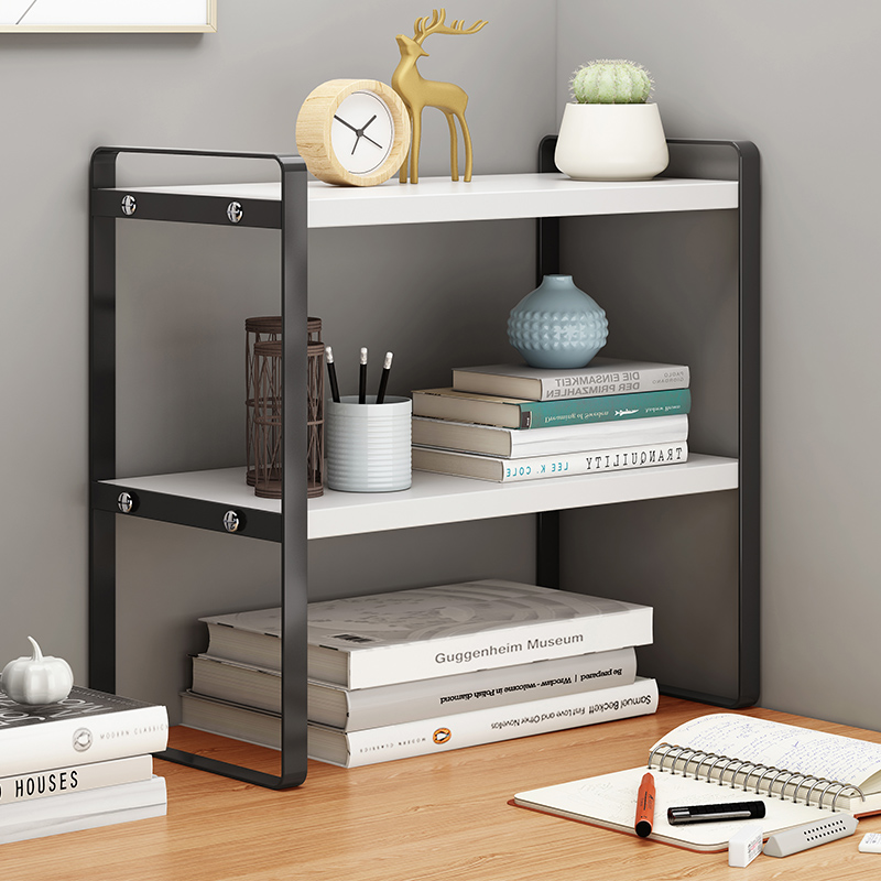 Desk storage bookshelf small simple bedroom dormitory desk side shelf wrought iron desk surface layered bookcase