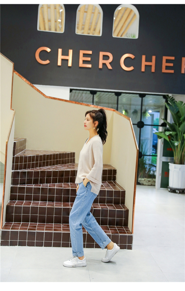 Áo len mỏng cho bé sơ mi tay dài đầu thu 2018 phiên bản Hàn Quốc mới của những chiếc áo len lửng cổ chữ V lười biếng khoác cardigan