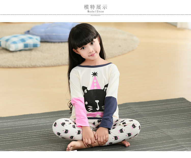 Đồ ngủ trẻ em mùa xuân và mùa thu cotton dài tay cha mẹ-con mẹ và cô gái phục vụ nhà hoạt hình cậu bé lớn dễ thương cô gái mỏng phù hợp đồ ngủ nam