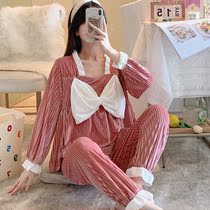 Pajamas Lady Golden Filth Sleeve Trousers New Han Edition Fall Winter Students Can Wear Home Clothes
