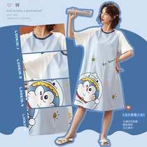 Sleeping dress in summer 2021 new cotton short sleeve large pregnant womens pajamas spring and summer thin clothes lovely home suit