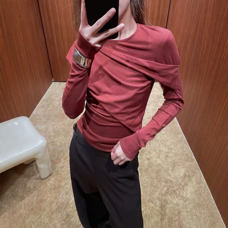 Miss47 Niche Designer Designer Brand 26 Early Autumn New Casual Soft Mountain Slim Long-Sleeved Top