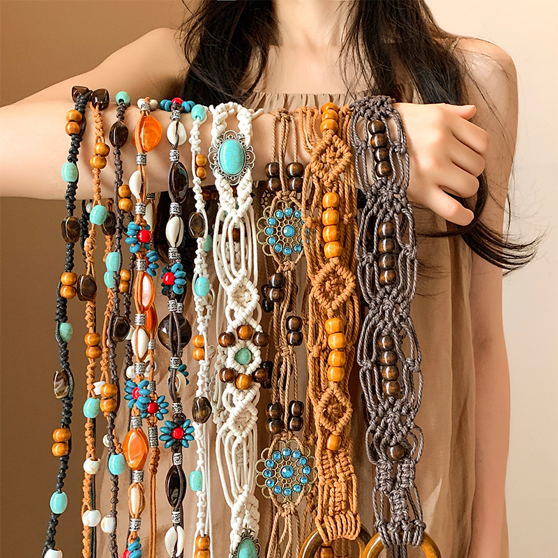 Bohemian Ethnic Style High-End Waist Chain Decoration with Skirt Waist Rope Woven Tassel Belt for Women 2026 New Style