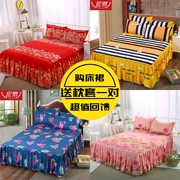 Váy chống trượt một mảnh cotton đôi ren giường bọc bông Simmons bảo vệ bìa công chúa Hàn Quốc giường ga