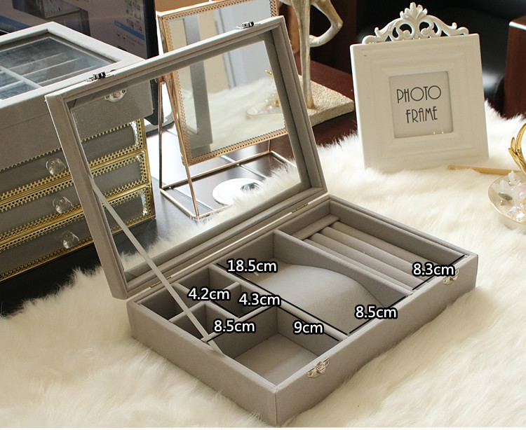 Lớn flannel đồ trang sức hộp đồ trang sức vòng tay bông tai bông tai nhẫn xem lưu trữ hoàn thành hộp bụi - Nhẫn mẫu nhẫn cưới đẹp 2020
