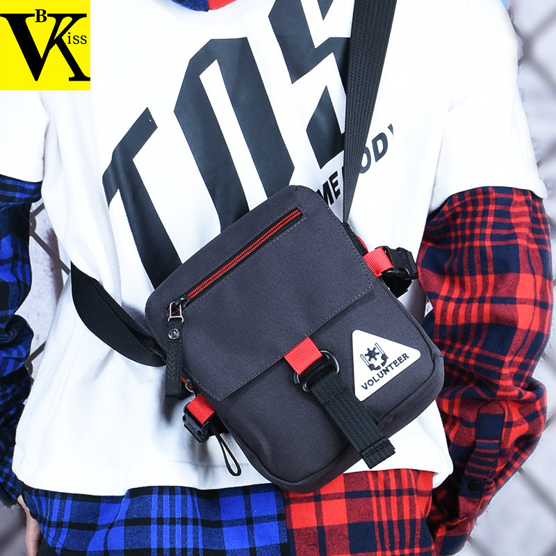 Tide Card Single Shoulder Bag Men Skew Satchel Phone Bag Mini Canvas Waterproof 2022 Korean version abrasion-proof pins bag