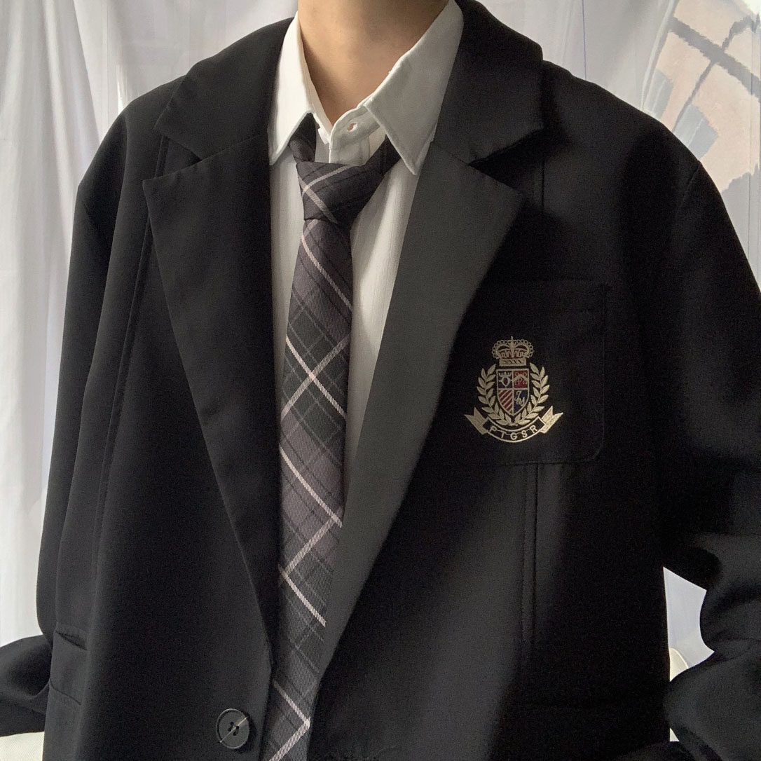 Ueno Gale Spring New Casual Suit Men DK Uniform Badge Loose Couple Suit Jacket