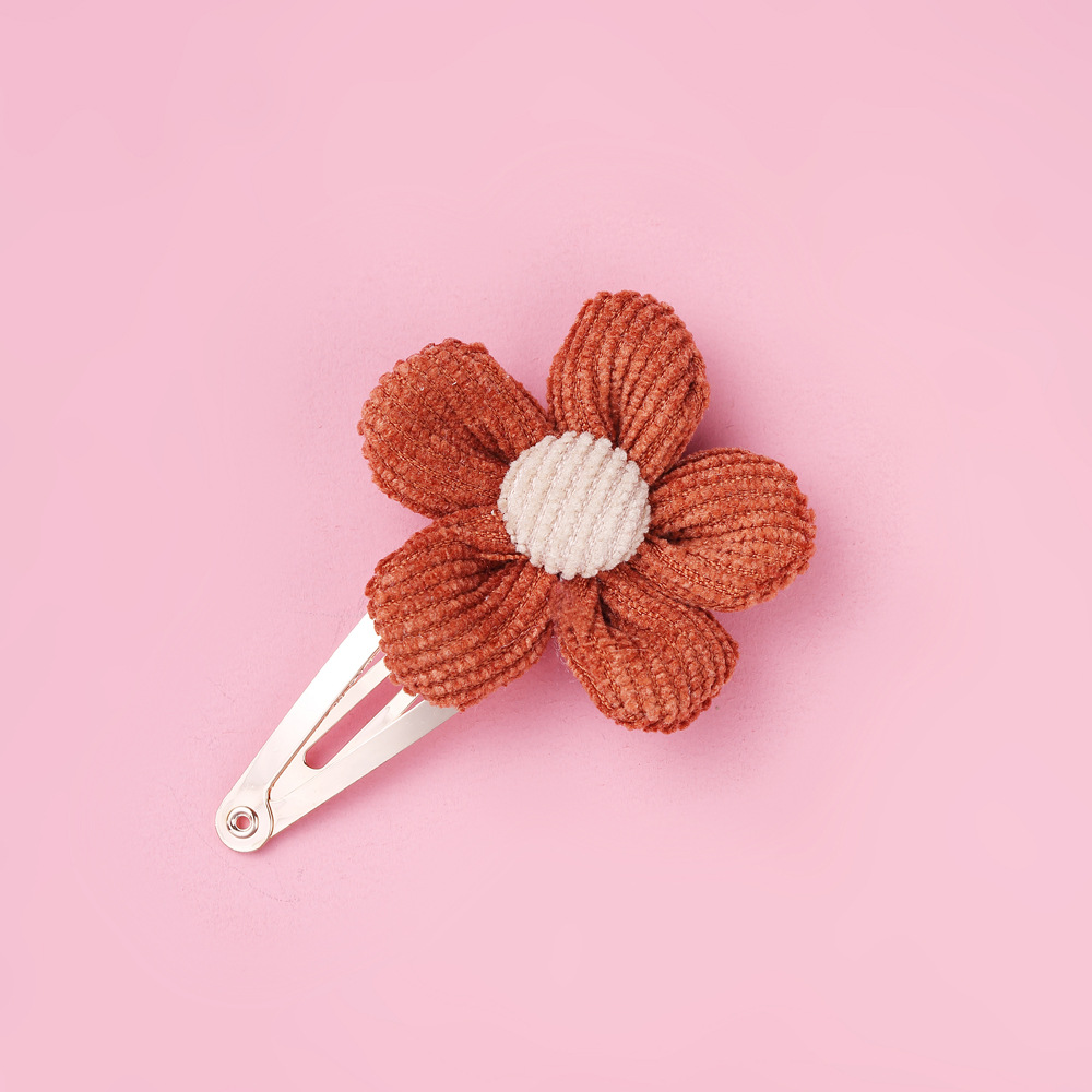 Emulated Flower Hairpin Clip Girl Hair Clip Children's Side Clip And Sea Clip BB Clips Korean Version Light Core Suede Ornament Z11