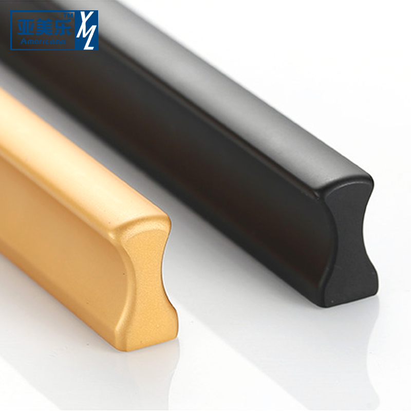 Dumb black aluminum alloy lengthened handle modern Nordic simple cabinet handle drawer door light luxury wardrobe handle
