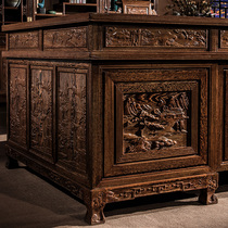 Chicken Wings Wood Desk Red Wood Furniture New Chinese Large Class Desk Writing Desk Boss Table Bookcase Portfolio Solid Wood Desk