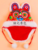 49 Qingyang fragrant bag pure hand tiger head hat childrens hat cotton hat baby tiger hat doll folk craft embroidery