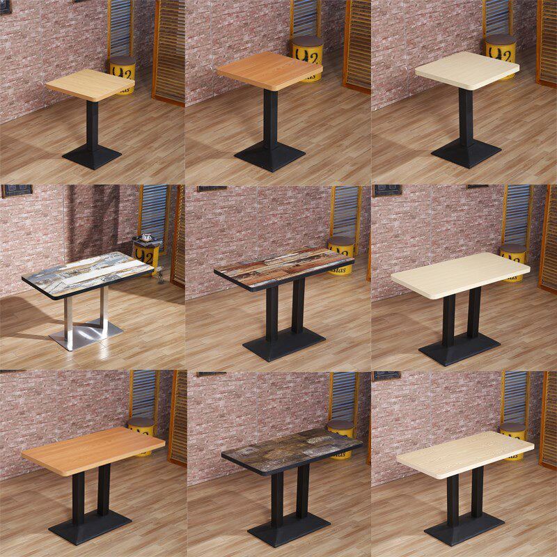 One meter two dining table simple table table and chair rectangular bar square table wooden office desk and chair log dining table fast food - Taobao