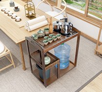 Small coffee table removable tea cart table solid wood with wheels water bucket kettle shelf multi-functional sofa side