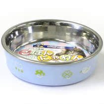Green eyes-Catty Man Dogs Cat Dog Bowls Stainless Steel Anti-Slip Pet Food Basin Double anti-burn and anti-roll