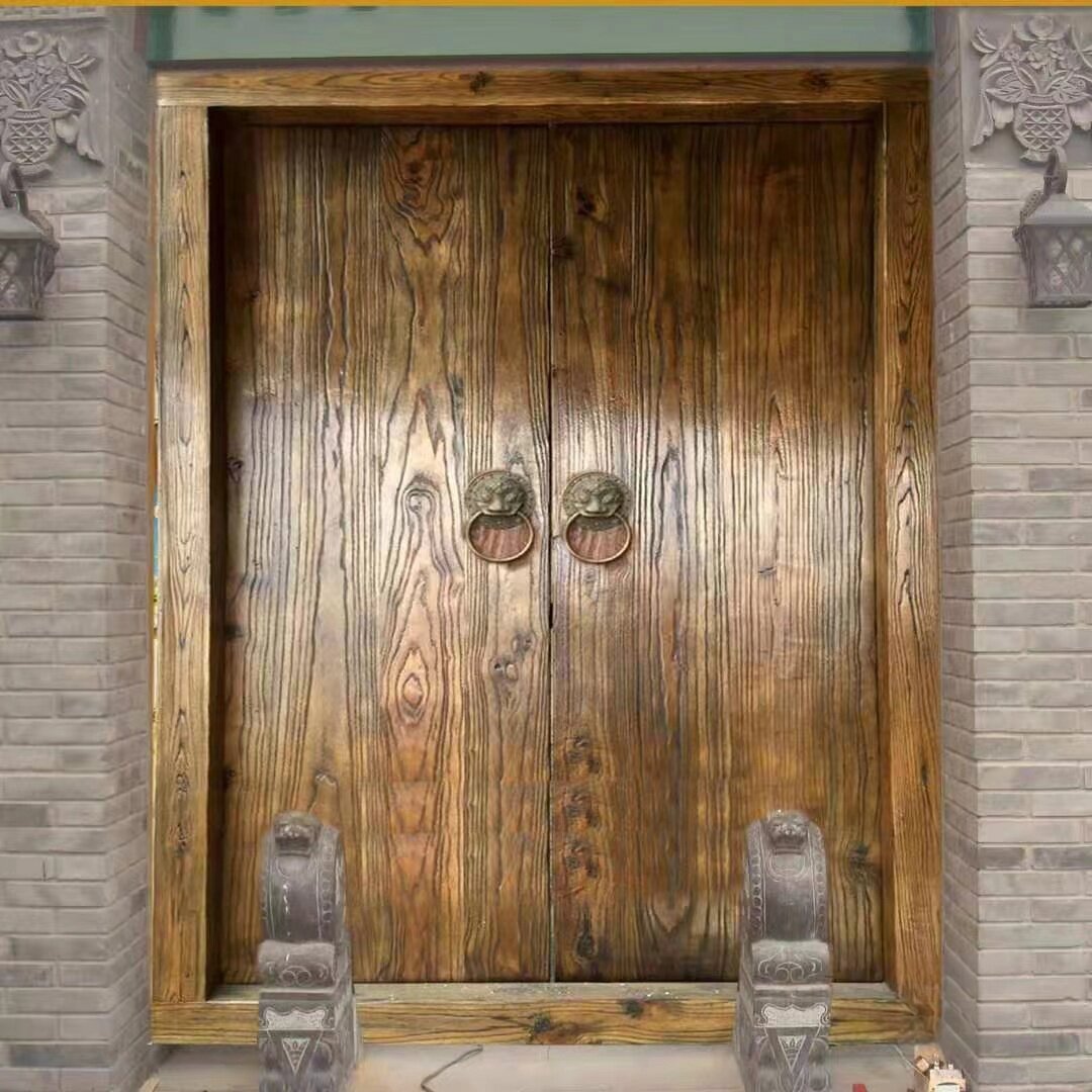 實木大門中式仿古木門農村自建房庭院大門榆木詫寂風民宿會所木門