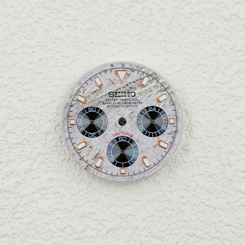 New Vk63 Movement Dial 29.5mm Green Luminous Three-Eye Meteorite Dial Modification Parts Suitable for Vk63 Movement New Vk63 Movement Dial 29.5mm Green Luminous Three-Eye Meteorite Dial Modification Parts Suitable for Vk63 Movement