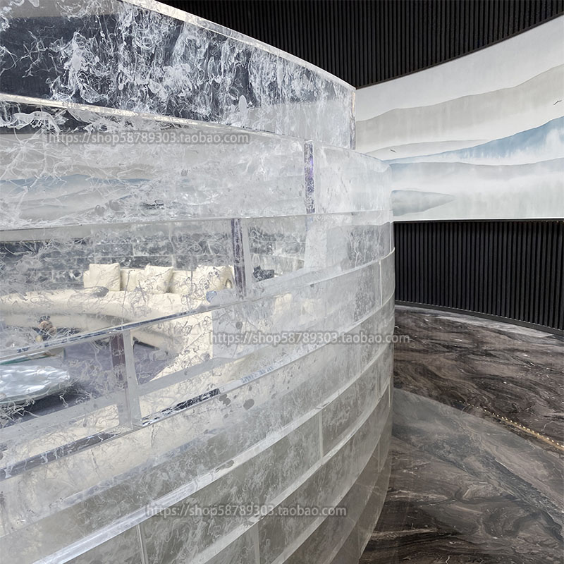 Art curved screen crystal wall brick bubble wall frosted piece semi-circular arc glass brick arc surface background partition