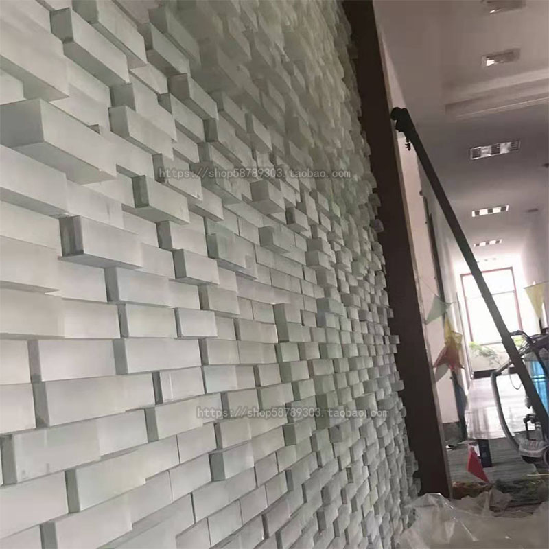 Solid glass brick shape screen wall crystal brick convex shape background wall design