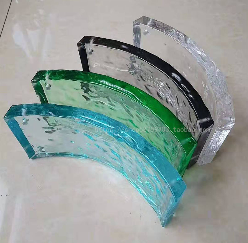 Crystal Screen Curved Crystal Color Frosted Tile Shape Curved Glass Brick