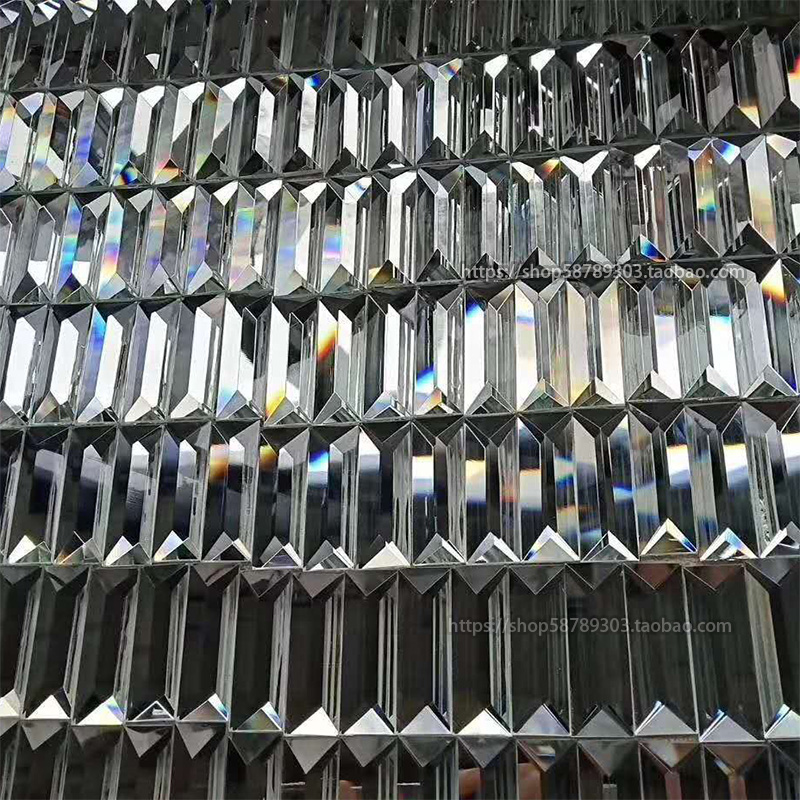 Size can be customized crystal piece three-dimensional crystal screen opposite refraction triangular crystal decorative wall sticker