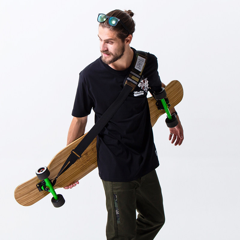 Mackar design professional longboard dance board single shoulder skateboard back strap double rocker road board electric skateboard male tide