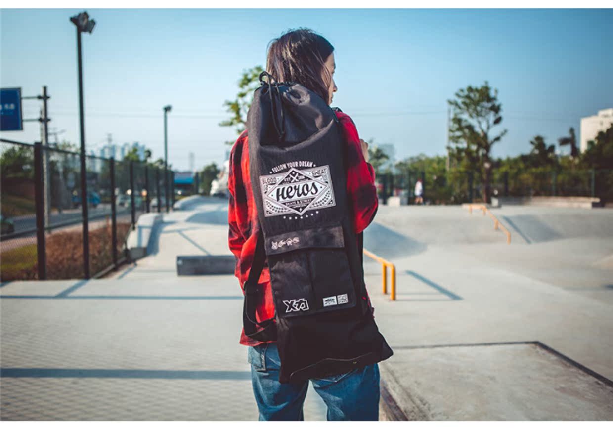 MACKAR HERO thủy triều hợp tác thương hiệu mô hình tấm ba lô ván trượt đôi rocker ván trượt túi nam - Trượt băng / Trượt / Thể thao mạo hiểm nón poc 07