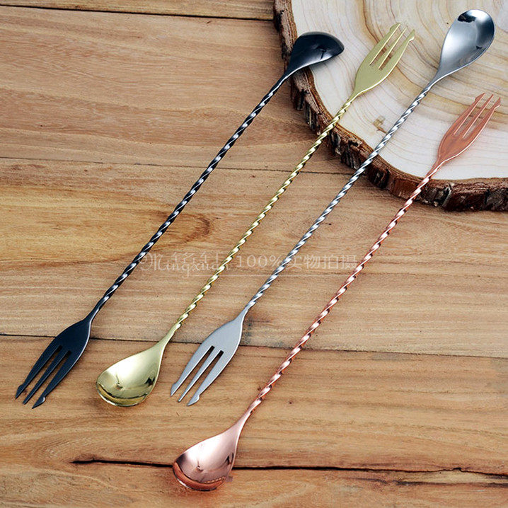 Мешалка 金铭轩 日式反三叉细螺纹长吧勺螺纹吧勺 搅拌棒螺旋搅拌吧更吧匙