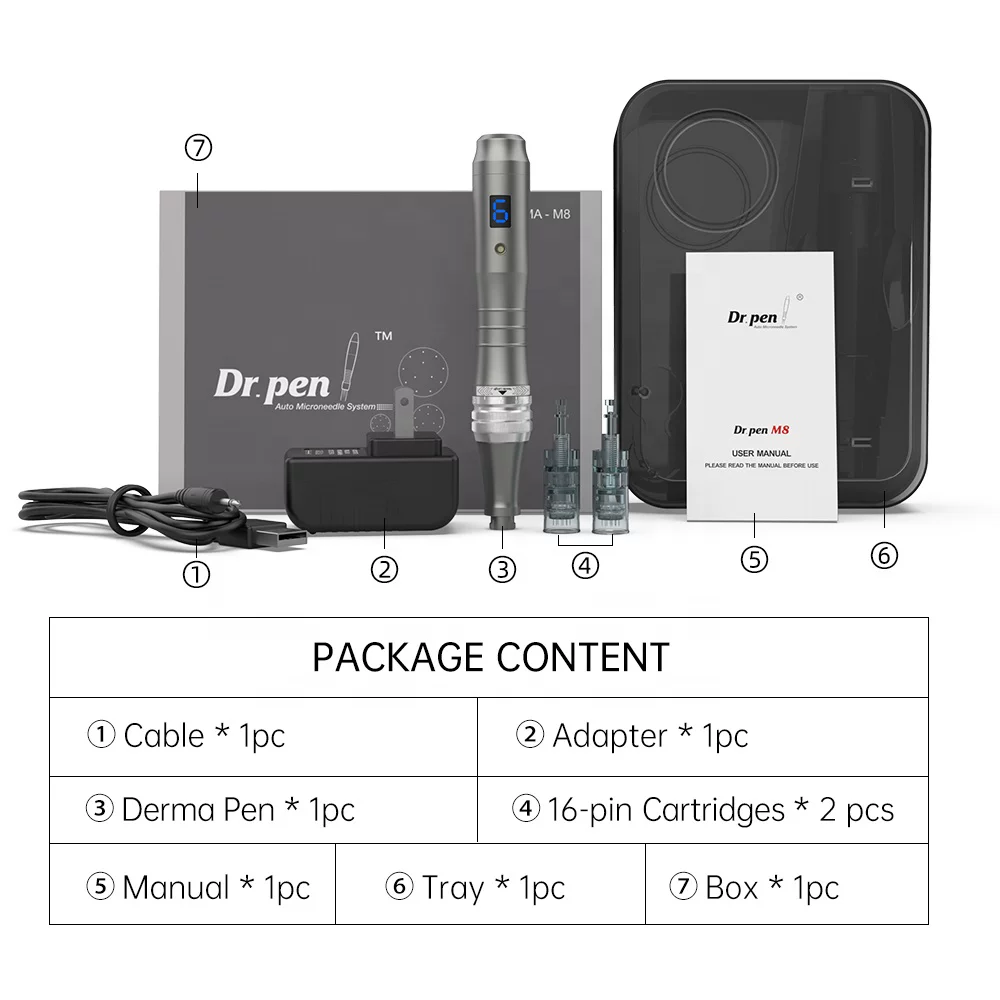 Новый Dr.pen M8 маленькая чёрная ручка, электрическая микроголка, массаж лица MTS, нано-микрокристаллы, устройство для косметического введения