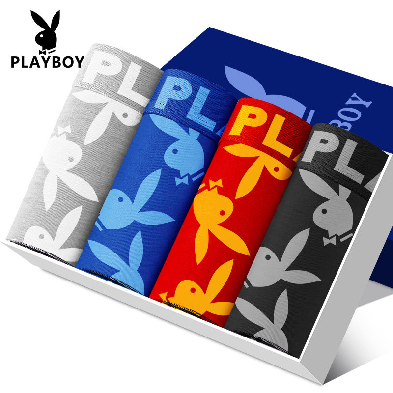 Мужское нижнее белье Playboy, дышащие шорты-боксеры из 100% хлопка, антибактериальные шорты-боксеры со средней талией для мальчиков Изображение 1