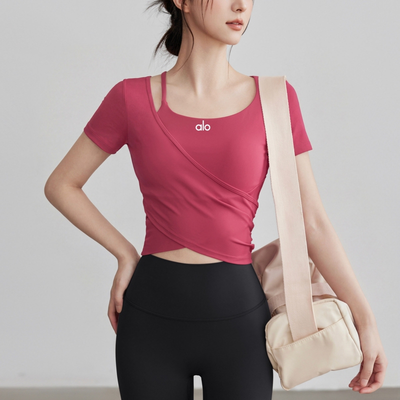 Aio Yoga Clothes Women's Sports Tops Vest Slim Fit Short-Sleeved T-Shirt Pilates Training Bra Fitness Clothes Aio Yoga Clothes Women's Sports Tops Vest Slim Fit Short-Sleeved T-Shirt Pilates Training Bra Fitness Clothes
