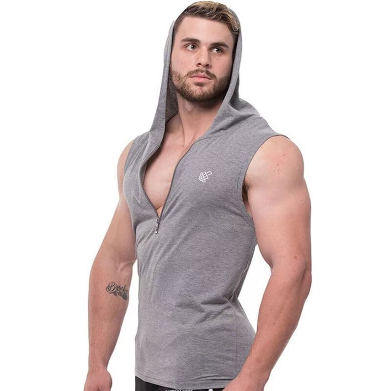 Mùa hè mới cơ bắp anh em thể thao giản dị không tay áo vest trùm đầu áo len nam chạy đào tạo Slim vest nam áo khoác reebok nam