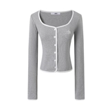 Оригинальный многоцветный короткий кардиган, лонгслив