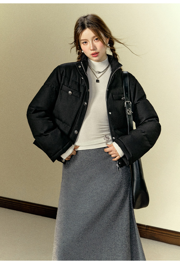 ANDYET AD1原創針織棉服短款寬松外套通勤純色簡約氣質百搭夾克女|棉衣/棉服|ETMall東森購物網