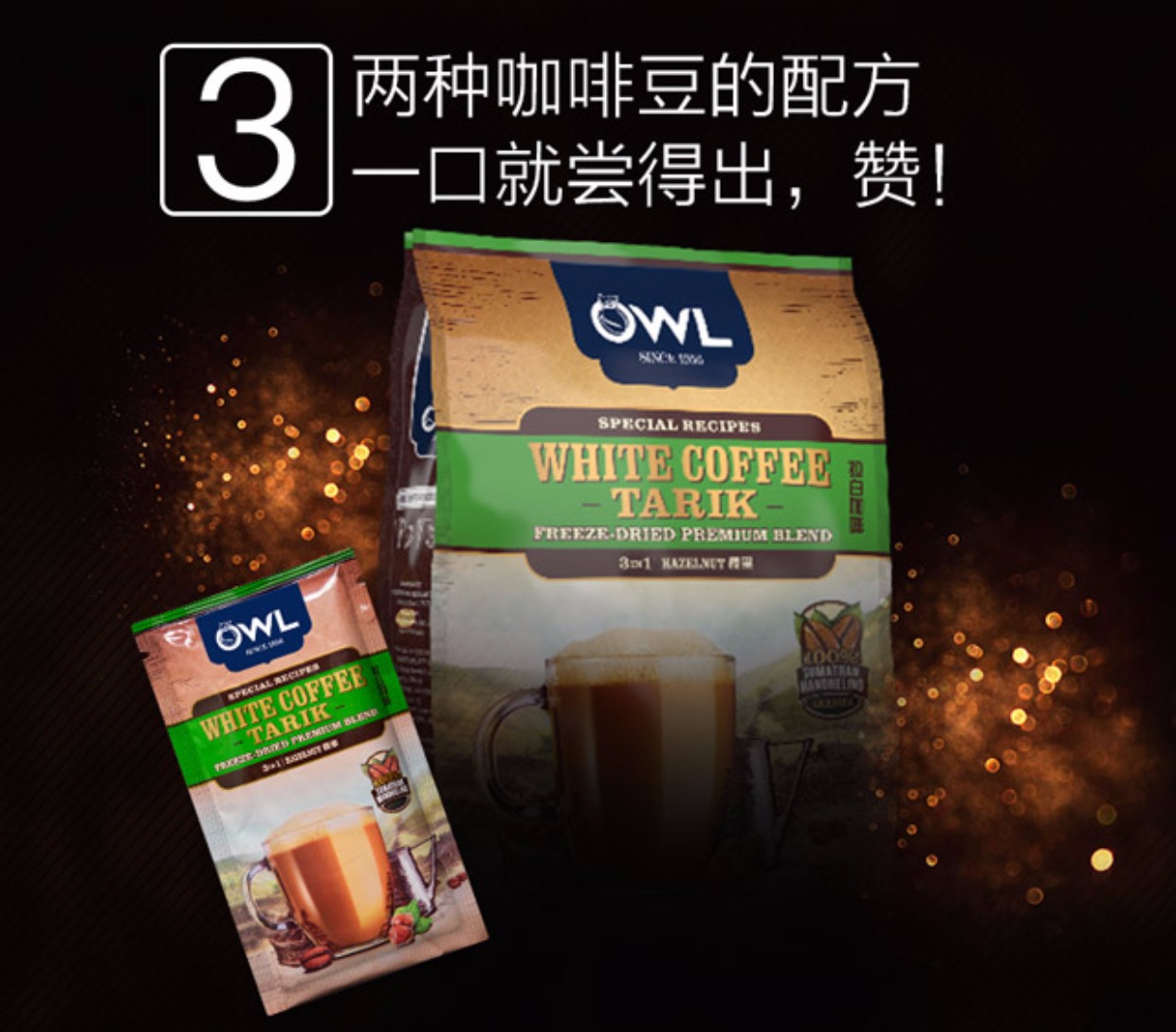 【赠杯子】owl猫头鹰榛果咖啡600g*2